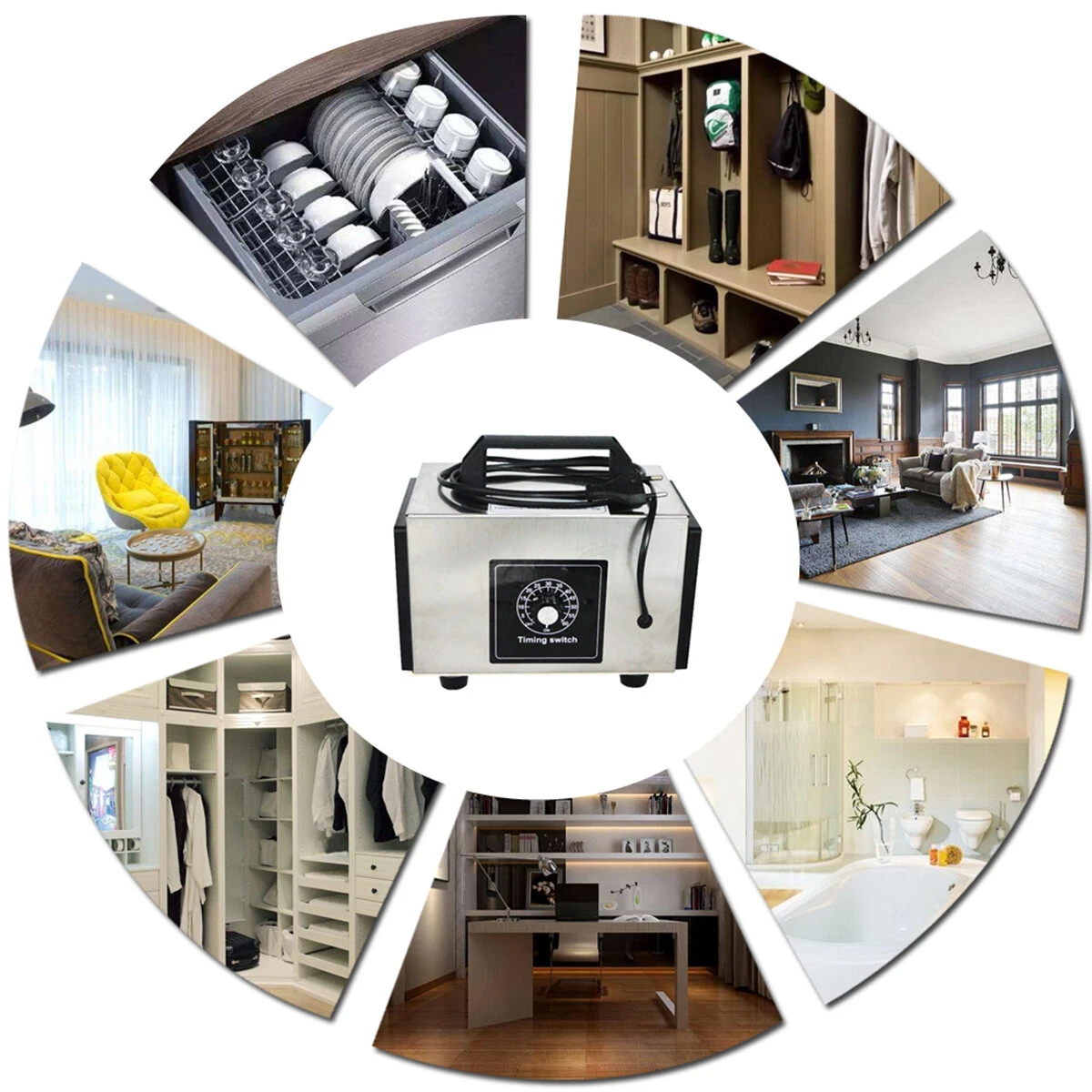 (image for) 110/220V 20g/10g/h O3 Ozone Generator Ozonator Machine Air Purifier Air Cleaner Deodorizer Sanitizer With Timing Switch